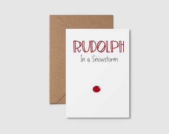 Funny Christmas Card - Printable Christmas Card - Rudolph in A Snowstorm - Instant Download - Humor Christmas Card