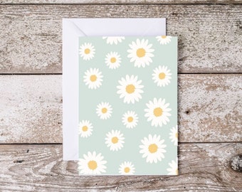 Daisy Card- Blank Printable Card - Retro Card - Floral Card - Daisies