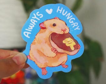 Hamster Eating A Pancake Sticker Hand Made | Hammy | Hamster Stationery | Vinyl