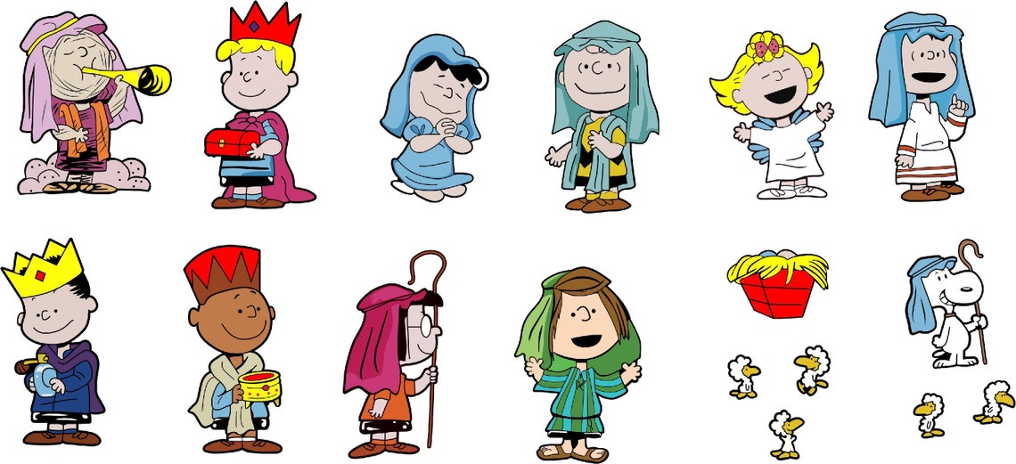 Peanuts Yard Nativity Set 15 pieces Christmas Yard Art Etsy