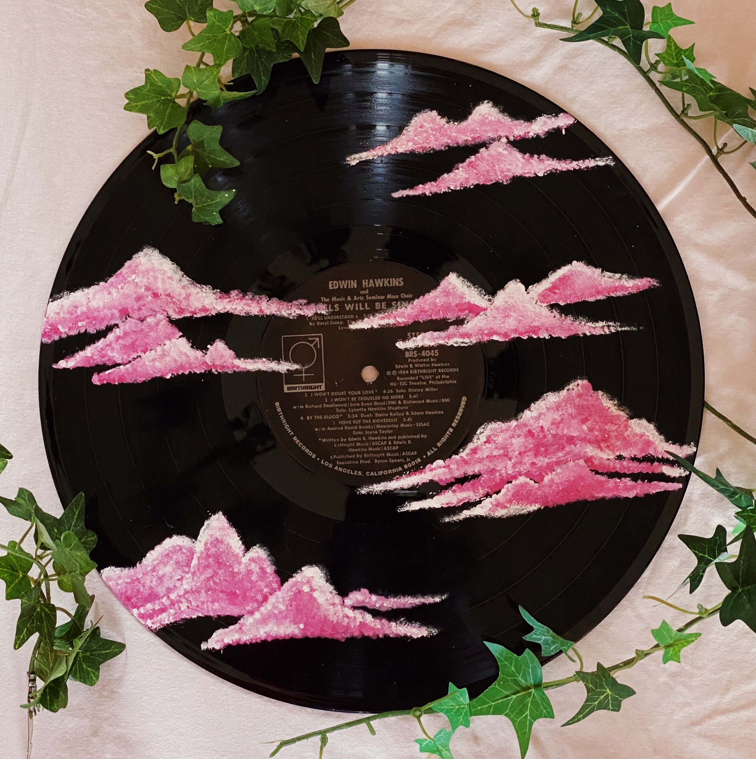 Clouds Painted Vinyl Record Etsy