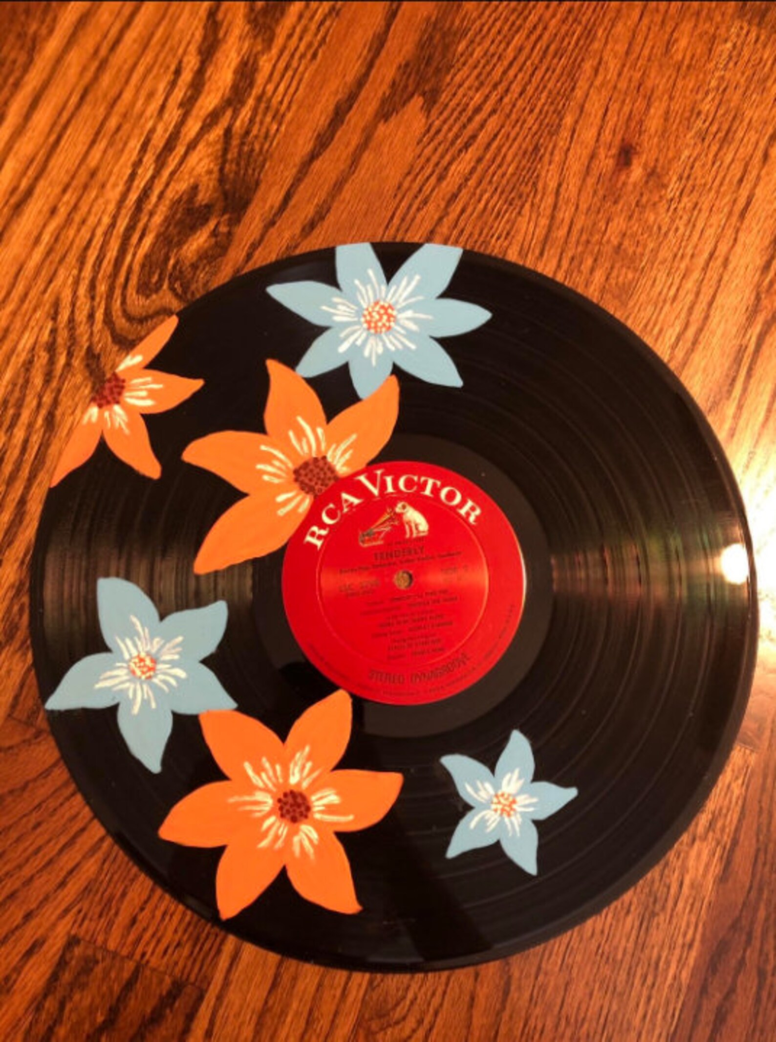 Flower Painted Vinyl Record Etsy
