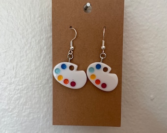 Bonitos pendientes de paleta de pintura arcoíris