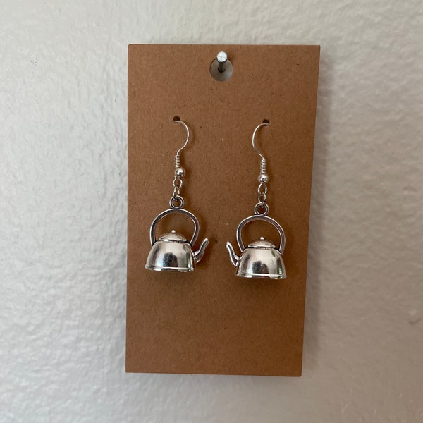 Cute Metal Tea Kettle Earrings