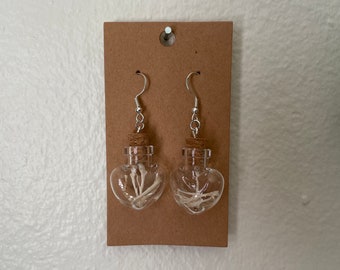 Little Glass Jars full of REAL Bones - Dangle Earrings