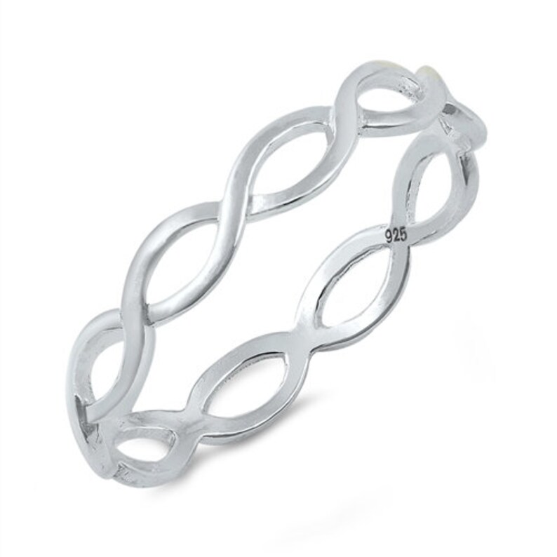 women/'s infinity ring 925 Sterling Silver little silver ring Braid Ring Infinity band for girlfriend Pretty Little Ring Infinity