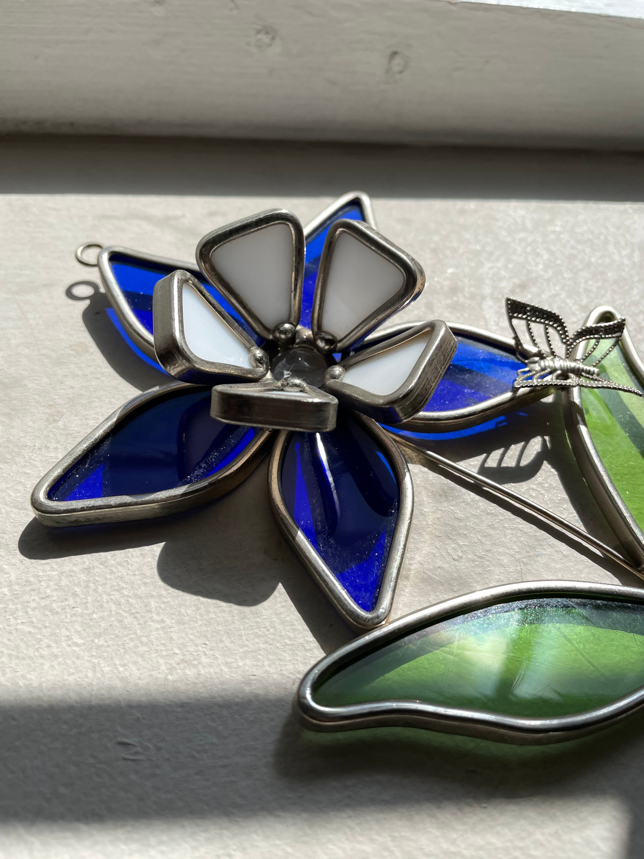 Vintage Stained Glass window hanger Etsy