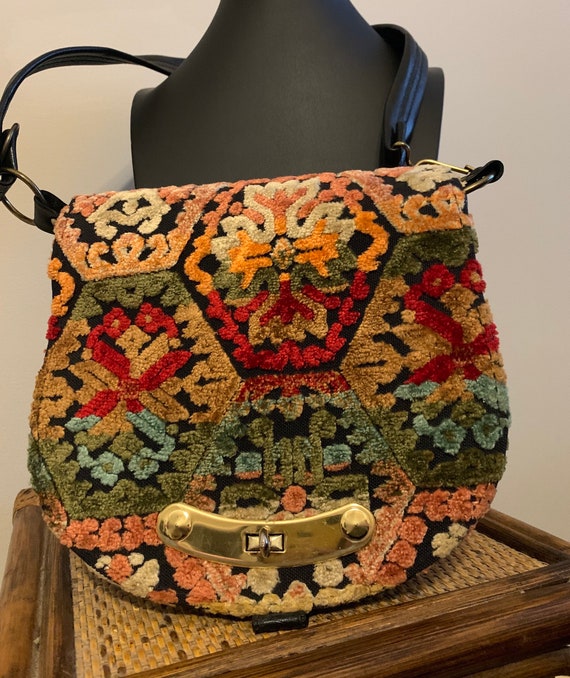 Vintage Carpet Velvet Tapestry Bag