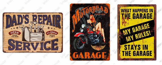 Wall Decor Retro Metal Tin Signs for Bars, Pubs, Moto Clubs, Auto Service  Garages or Homes 