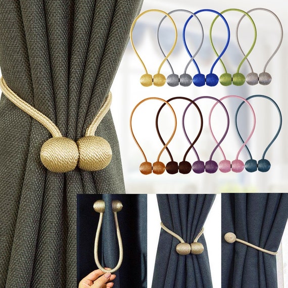 2pcs Magnetic Curtain Tie Backs Holdbacks Buckle Curtain Clips Rope Strap  Decor