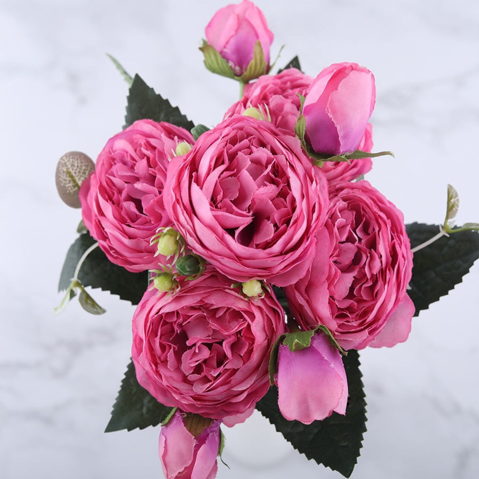 Pink Silk Peony Artificial Flowers Bouquet for Home Etsy
