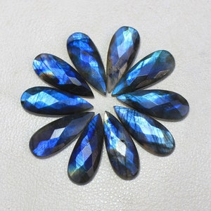 10X25X5.5 MM Blau Labradorit Teardrop Perlen / einseitig geschnittener Edelstein Strang ( 10 Stück)