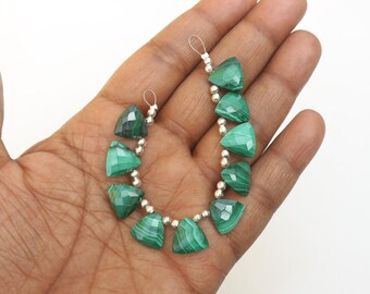 12X12X5.5 MM Malachite Trillion : 10 Pcs Strand Malachite Beads, Briolette Cut Bead
