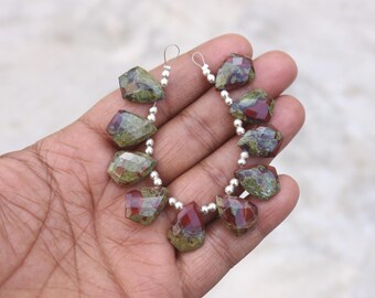 13X18X6 MM FACETED Dragon Blood Jasper Fancy Shape Beads, 10 Pcs Strand, Briolette Cut