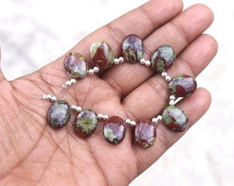12X16X5.5 MM Dragon Blood Jasper Oval Beads, 10 Pcs Strand, Smooth Polish Briolette