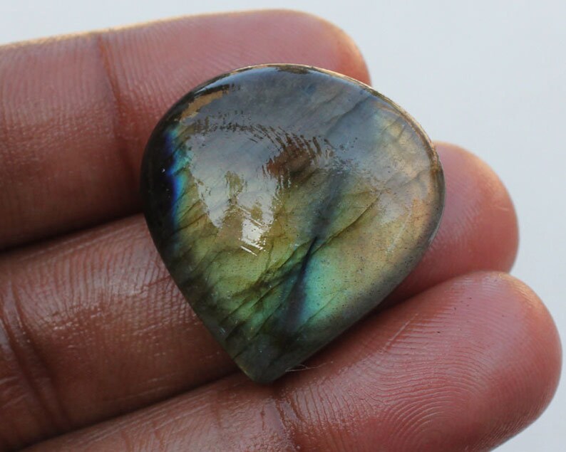 Loose Stone Jewelry Labradorite Labradorite 26X27X7.5 MM Splendid Labradorite Pear Shape Cabochon Gemstone Smooth Hand polish Gemstone