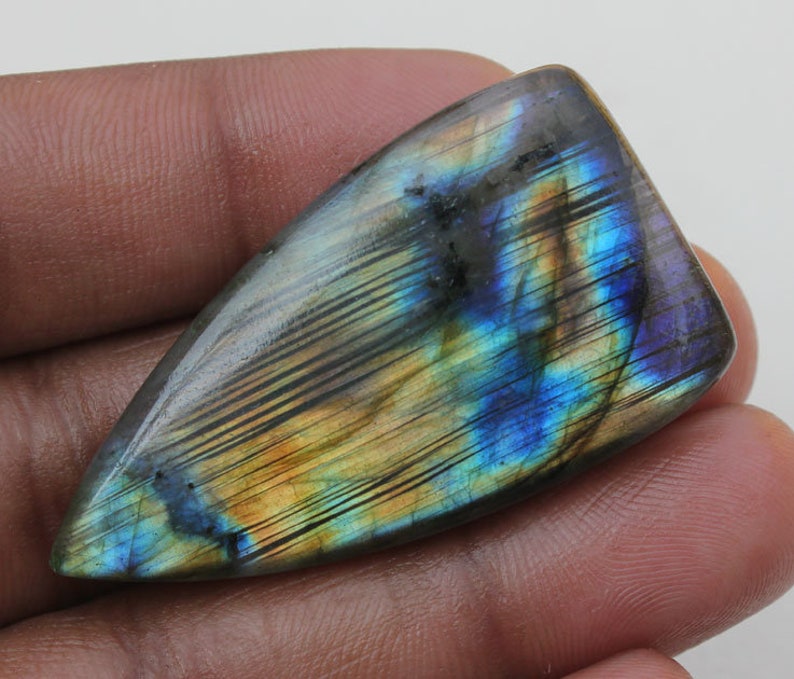 Healing Stone Labradorite 24X46X5 MM Amazing Labradorite Fancy Shape Cabochon Gemstone Black Rainbow Cabochon Jewelry Making Gems