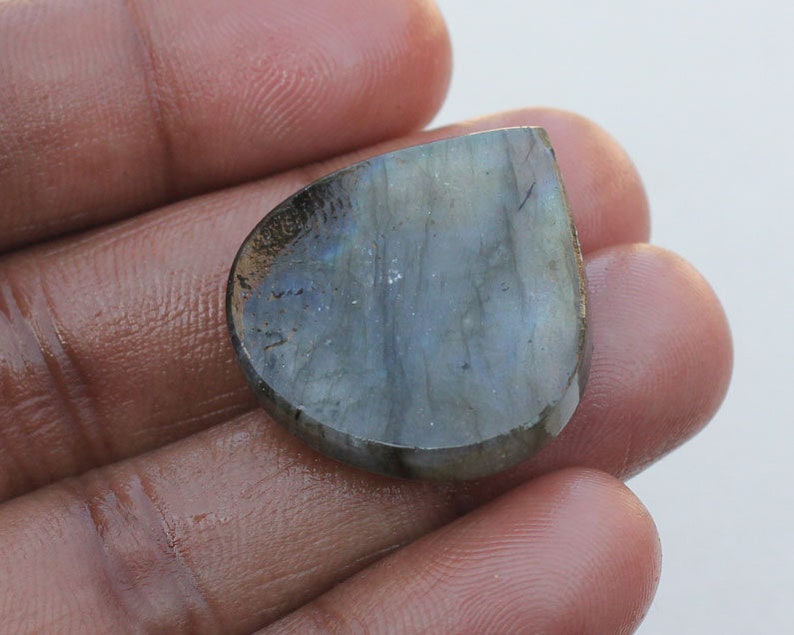 Loose Stone Jewelry Labradorite Labradorite 26X27X7.5 MM Splendid Labradorite Pear Shape Cabochon Gemstone Smooth Hand polish Gemstone