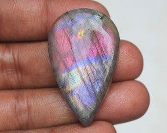 Purple Labradorite Cabochon: Teardrop Loose Gemstone (25X41X7 MM)