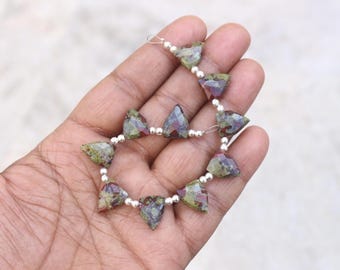 10X14X6 MM Faceted Dragon Blood Jasper Beads, 10 Pcs Strand,  Briolette Cut, Earrings Beads