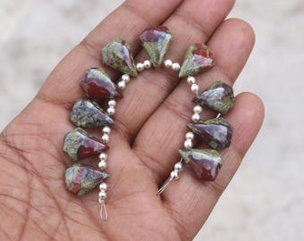 12X16X6 MM Natural Dragon Blood Jasper Beads, 10 Pcs Strand, Smooth Polish Briolette