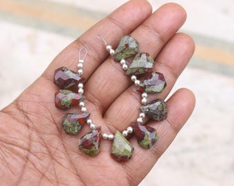 12X16X6 MM Natural Dragon Blood Jasper Faceted Beads, 10 Pcs Strand, Briolette Cut Beads
