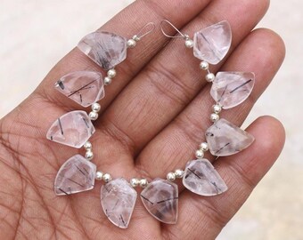 12X16X6 MM Black Rutile Briolette Beads, Smooth Polish, Earring Jewelry Making (10 Pcs)