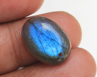 Blue Flashy Labradorite Cabochon: Oval Gemstone (13X18X6 MM)