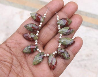 10X20X6 MM Faceted Dragon Blood Jasper Beads, 10 Pcs Strand, Briolette Cut Marquise