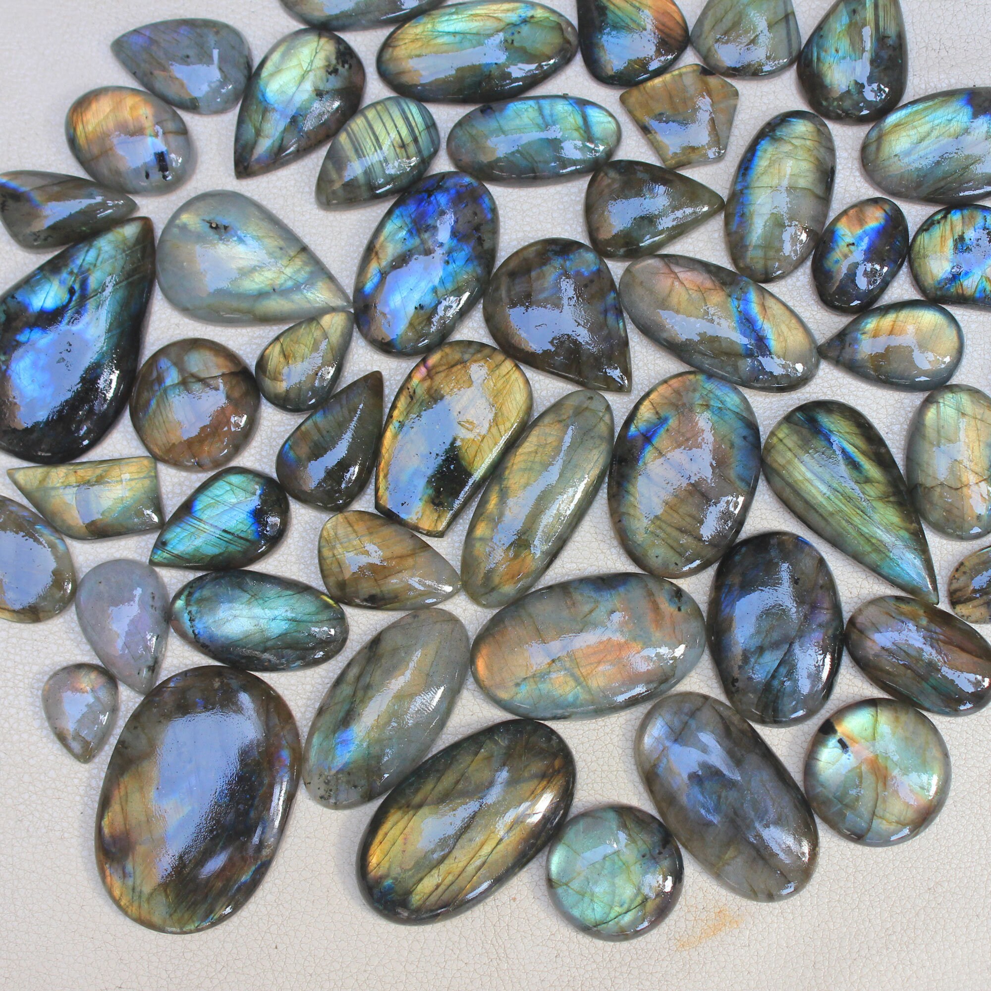 Naturel Multi Flashy Labradorite Cabochon Main Poli Pierre Précieuse - Foto 8