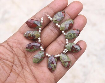10X20X5 MM Faceted Dragon Blood Jasper Beads, 10 Pcs Strand, Briolette Cut Gems