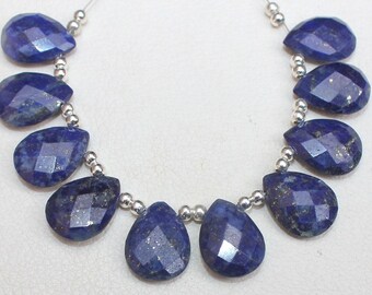 10X14X6 MM Lapis Lazuli Pear Beads: 10-Piece Checker Cut Briolette Strand
