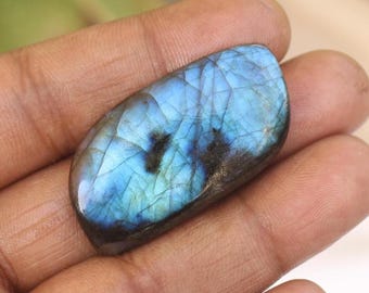 Natural Blue  Flash Labradorite Cabochon: Fancy Loose Gemstone (22X43X6 MM)