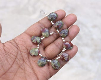 12X16X5.5 MM Faceted Dragon Blood Jasper Oval Beads, 10 Pcs Strand, Briolette Cut Beads