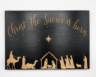 Nativity Scene Wood Sign
