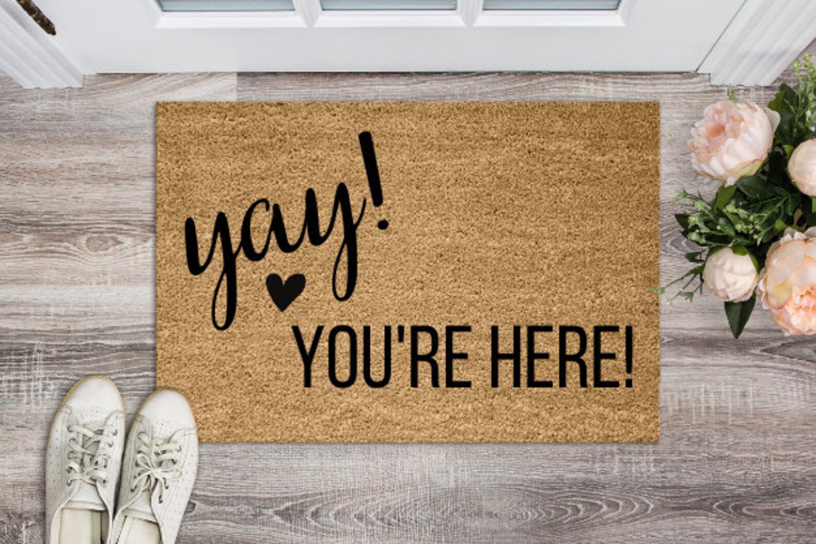 Mat Yay You're Here Doormat Housewarming Gift Etsy
