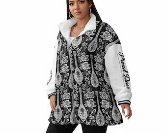 Oversized Gift For Dear Dears,  Sherpa Unisex Borg Fleece Stand-up Collar Coat With Zipper Closure