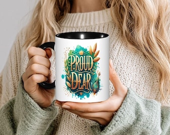 Dears Dombra Ceramic Mug 11oz | Kazakhstan Culture Gift for Dimash Fans | Traditional Music Lover Coffee Cup | Unique Dombra Design