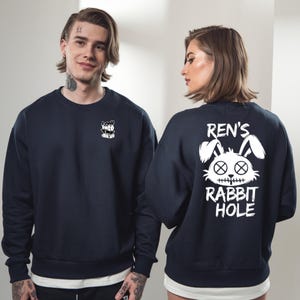 Renegade Rabbit Hole Sweatshirt | Unisex Pullover, Front & Back Print, Streetwear Gift for Fan Of Ren Kylo Stimpy,  Unisex Cotton Sweatshirt