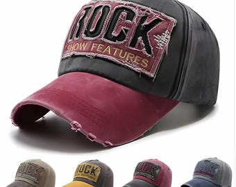 Quality Letter ROCK Embroidery Cotton Baseball Cap for Men Women Gorras Snapback Outdoor Sport Dad Hat