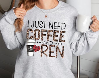 Ren Coffee, Sweatshirt, Coffee Lover Gift, Unisex Pullover, Gift For Renegades, Coffee Addict, Warm Crewneck, Gift for Kylo Stimpy Fans