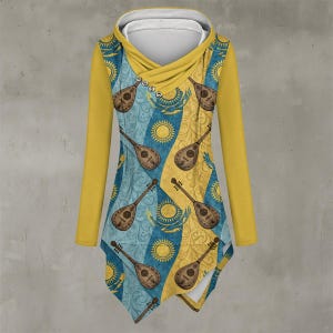 Gift For Dears Kazakhstan All-Over Print Women&#39;s Asymmetric Hem Hoodie