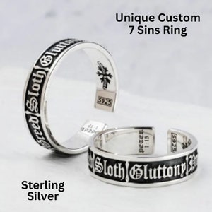 Ren Gill Custom Sterling Silver Ring, Seven Sins For Male Or Female, Made For His Song On Sick Boi Album