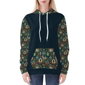 Kazakhstan Kazakh Design , Gift for Dear Dears, Women&#39;s All Over Print Hoodie, Holiday Or Concert Gift , Dombra Kazakhstan Symbols Heritage