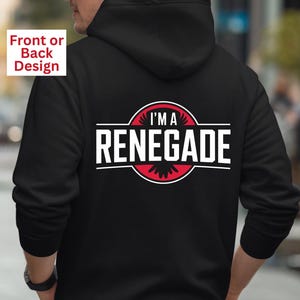 Renegade Unisex Gildan Hoodie, Bold Graphic Sweatshirt, Comfortable Classic Fit, Rebel-Inspired Hoodie, Streetwear Style for Men and Women