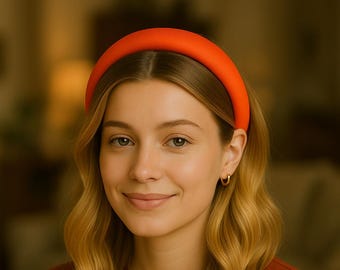 Bright Orange Satin Padded Headband – Vibrant Style for Everyday Wear