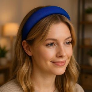 Koningsblauwe gewatteerde hoofdband - accessoire voor dames