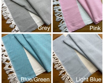 Turkish Peshtemal Towel, Grey, Pink, Blue, Green Cotton Bath Towel, 100% Cotton Towel, Towel Beach, Thick Striped Large Holiday Peshtemal