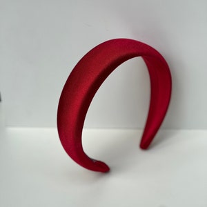 Red Satin Headband with Padded Design - Elegant and Bright Solid Color Hairband for Women - Perfect Gift for Her