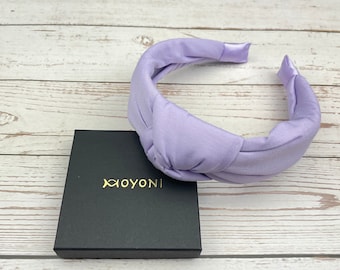 Lilac Twist Headband-Women's Classic Lavender Wide Hairband with Cotton Padding
